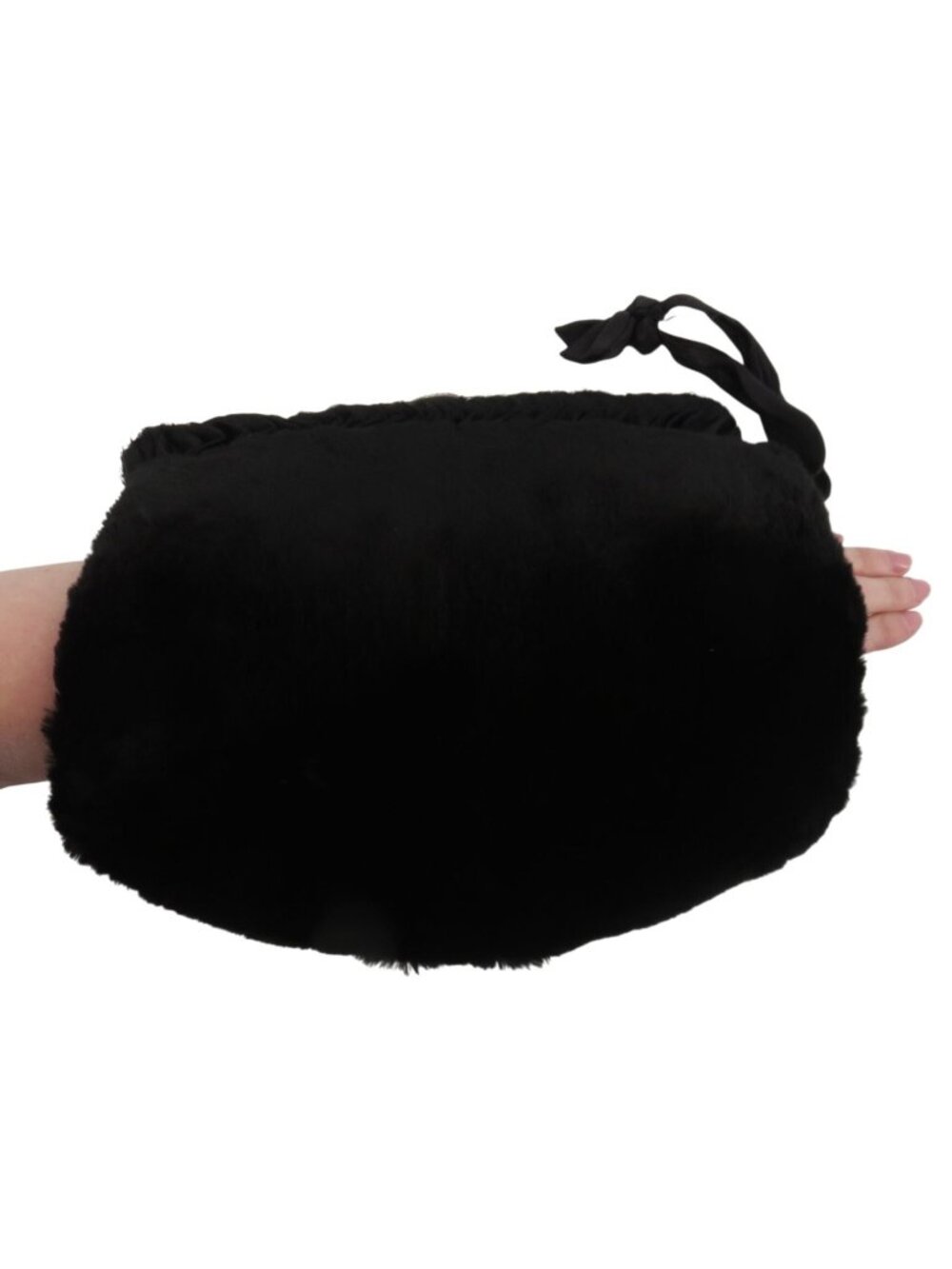VTG Black Sheared Beaver Fur Muff Wristlet Purse Cameo Clasp Closure Clutch Bag
